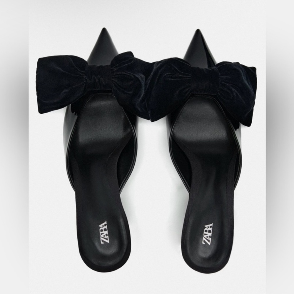 Zara Black Mules with Bow